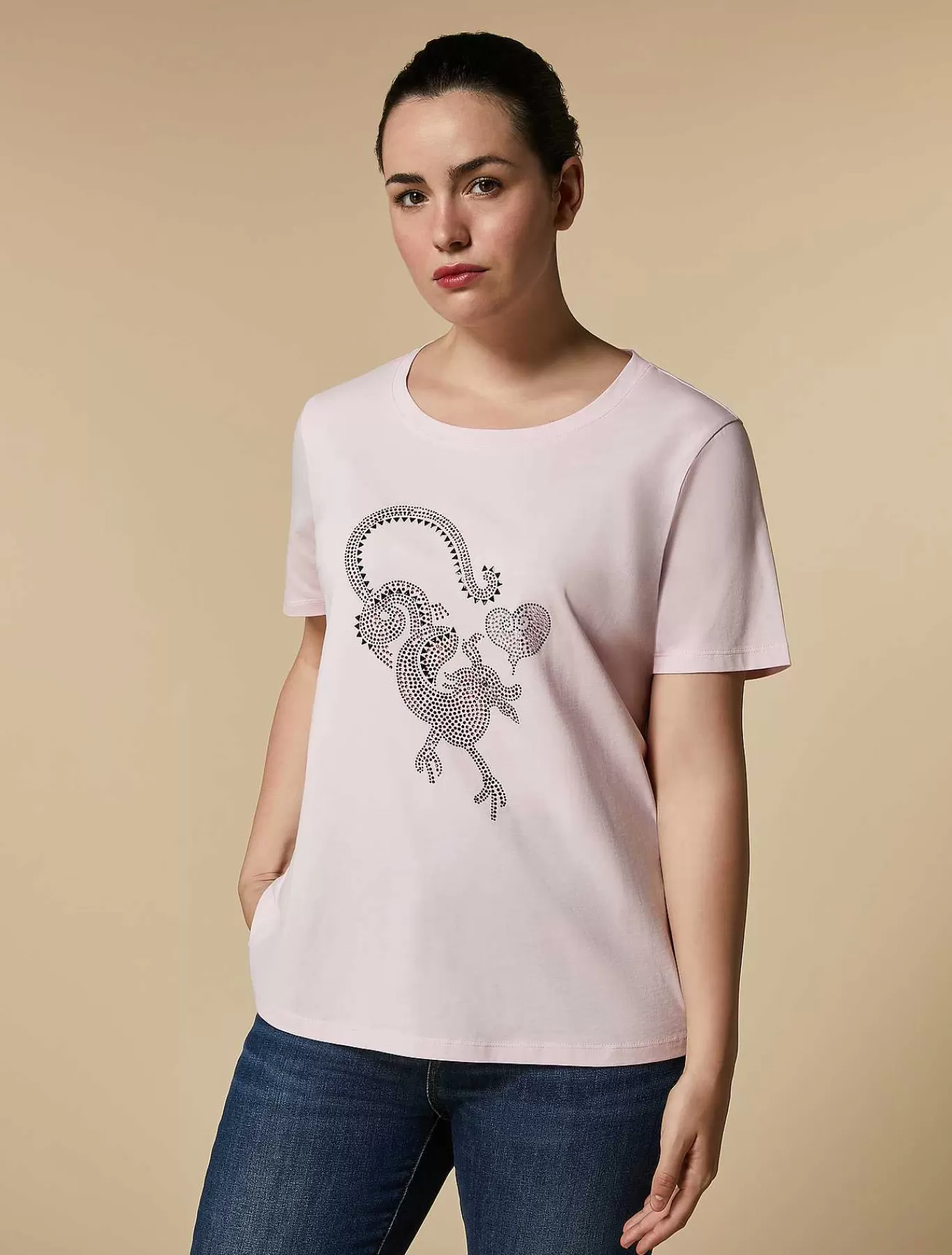 Clearance T-Shirt En Jersey Orne De Strass Femmes Hauts Et T-Shirts