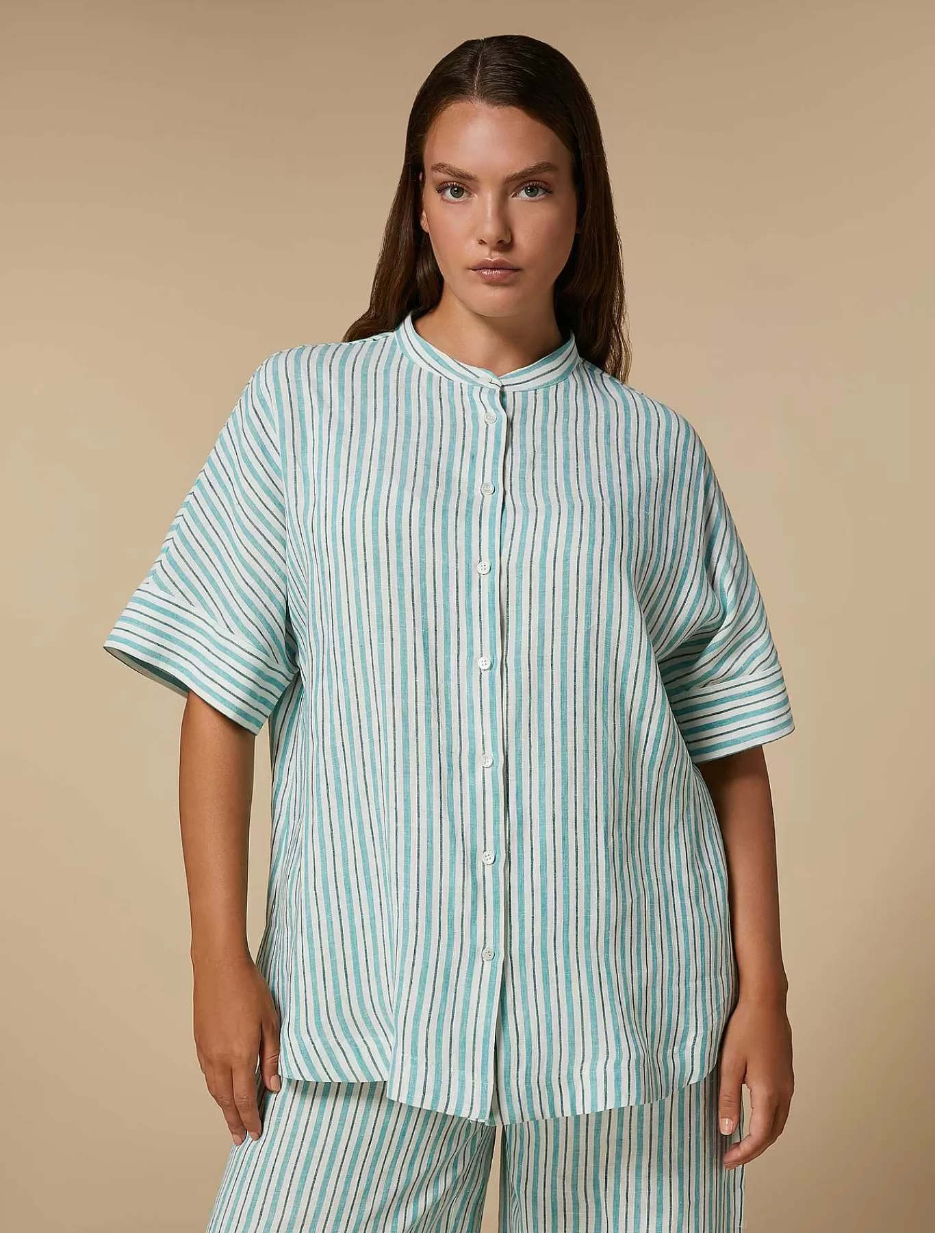 Hot Tunique En Lin Teint En Fil Femmes Blouses Et Chemises