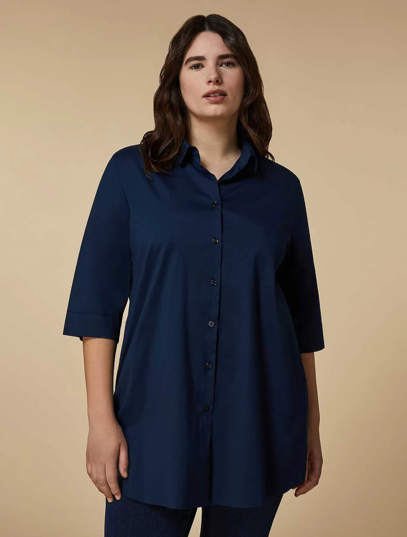 Clearance Tunique En Popeline De Coton Melange Femmes Blouses Et Chemises