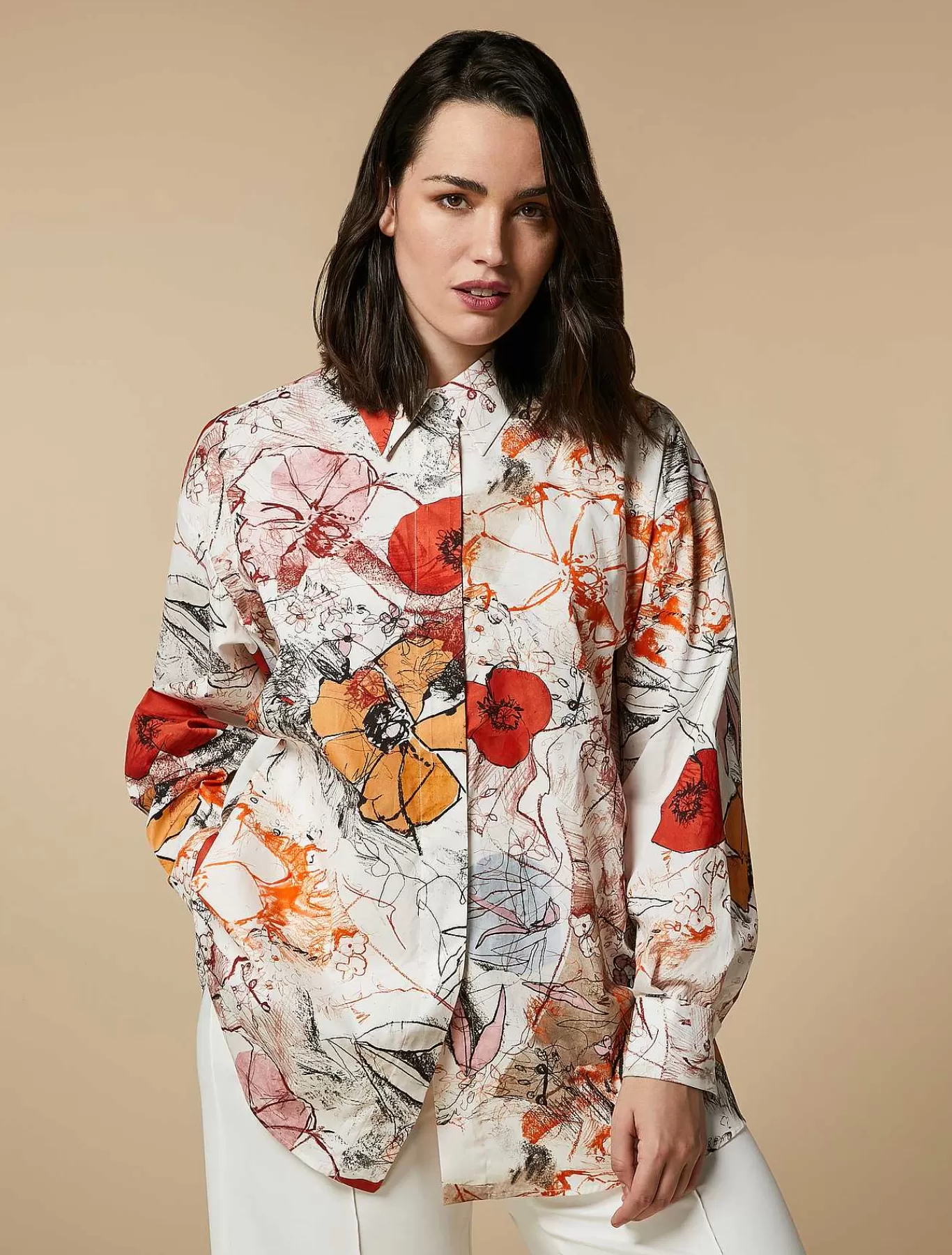 Discount Tunique En Popeline Imprimee Femmes Blouses Et Chemises