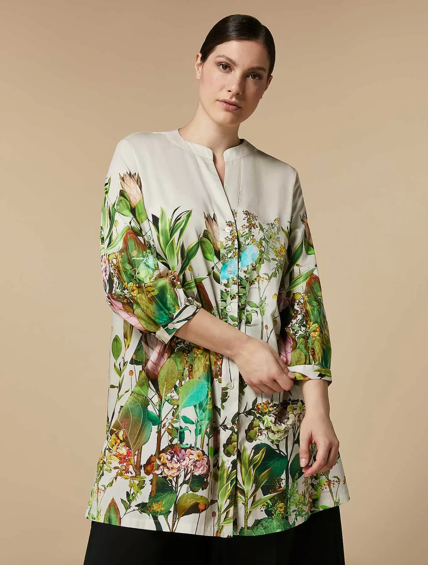 Store Tunique En Satin Imprime Femmes Blouses Et Chemises