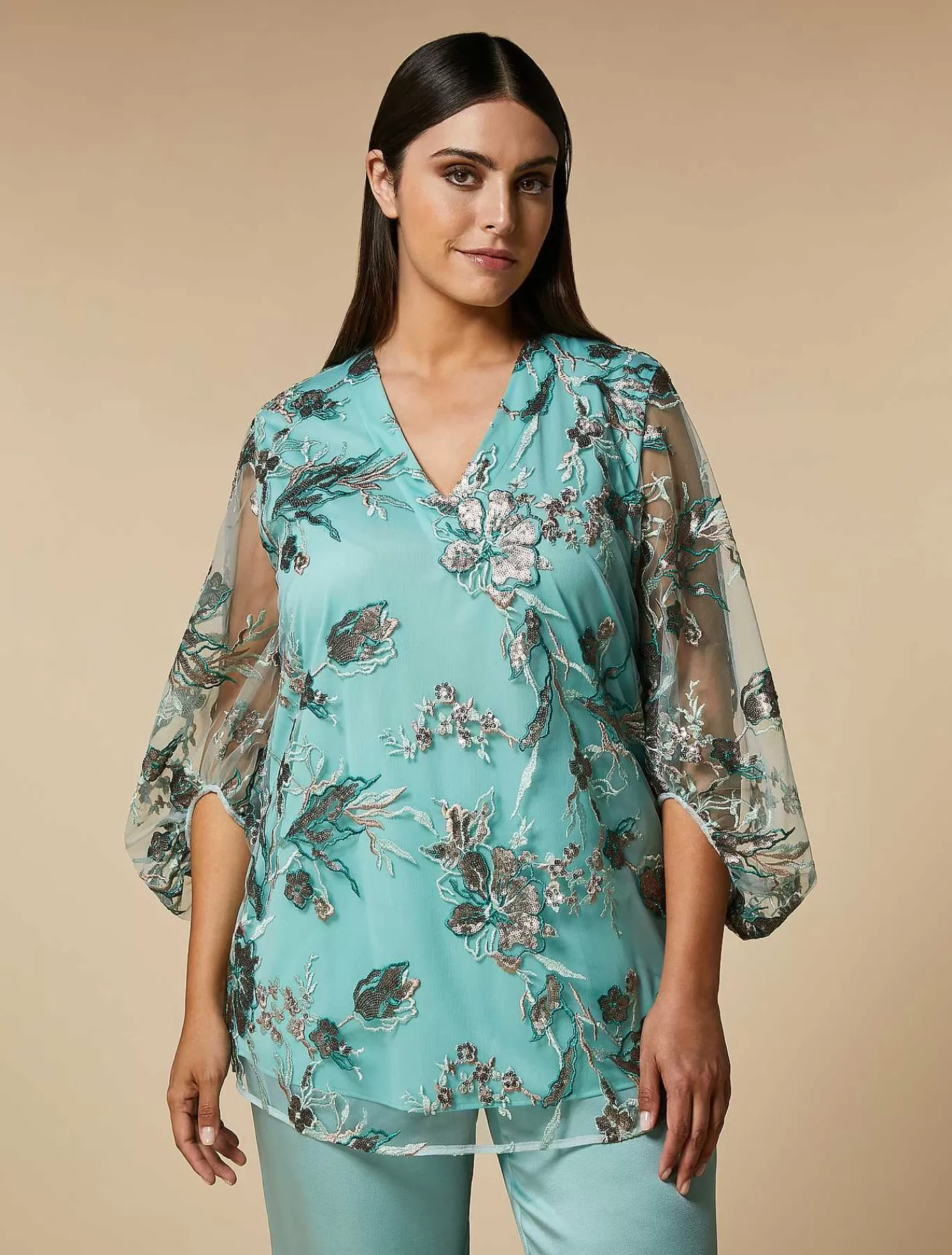 Store Tunique En Tulle Brode Femmes Blouses Et Chemises